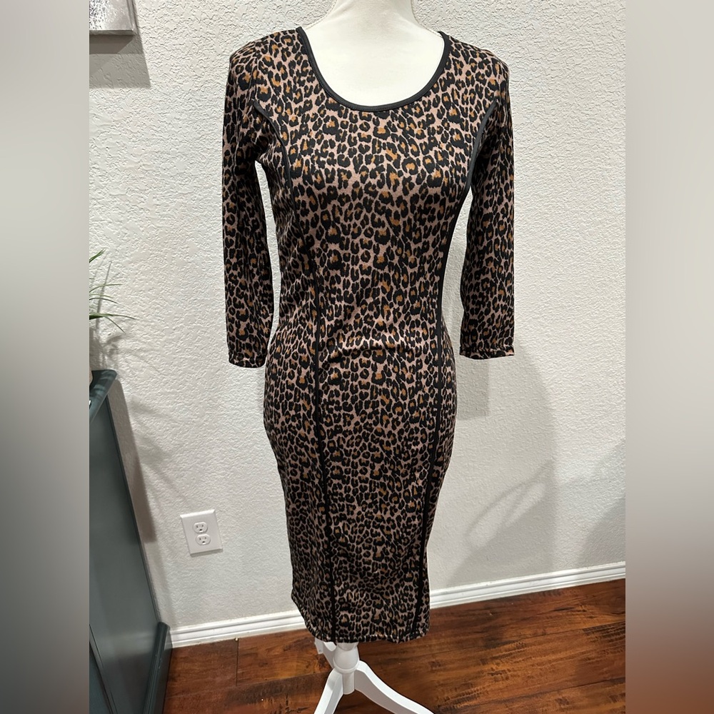 Derek Heart Leopard Print Bodycon Dress Sz M